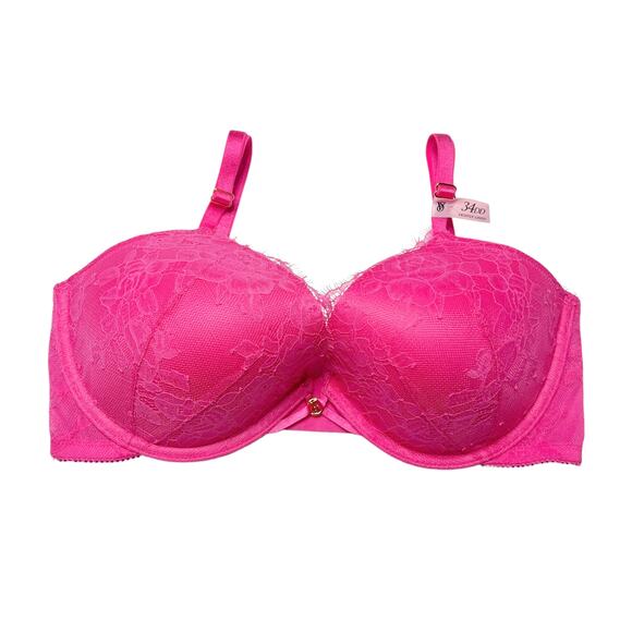 Victoria's Secret Very Sexy Rose Lace Lightly Lined Low-Cut Demi Bra Size 34DD - Picture 1 of 3